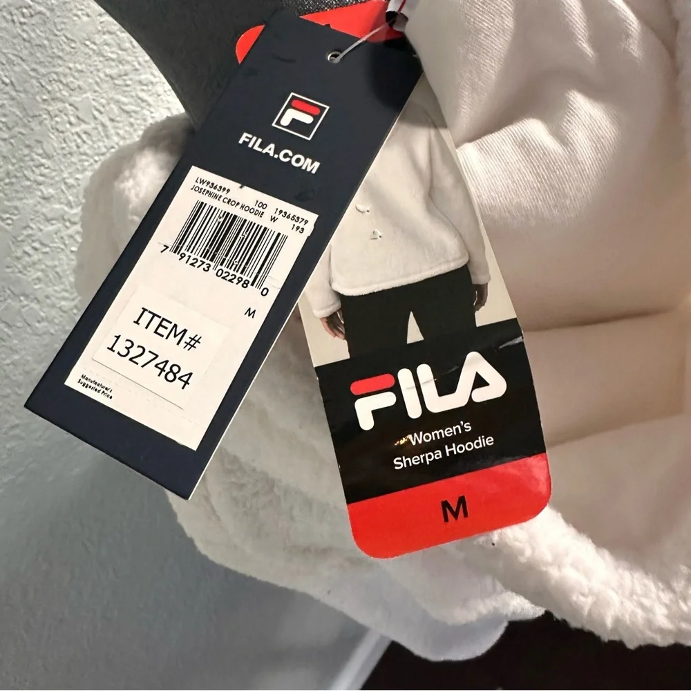 Fila Sherpa Caroline Hoodie Pullover NWT – Women’s Medium – White Cozy Fleece - Picture 5 of 6